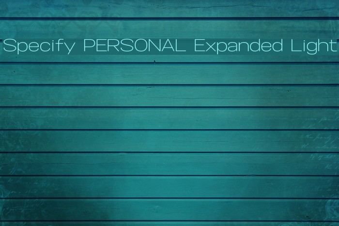 Specify PERSONAL Expanded Light Font examples