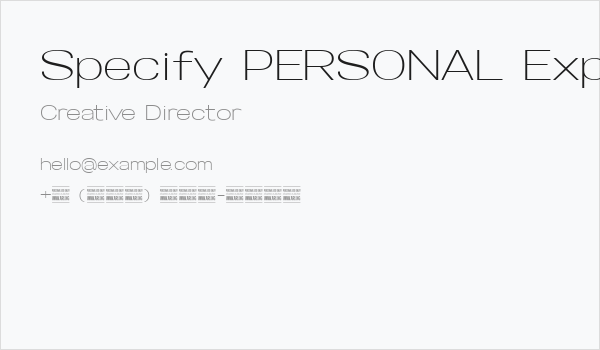 Specify PERSONAL Expanded Light Business Card