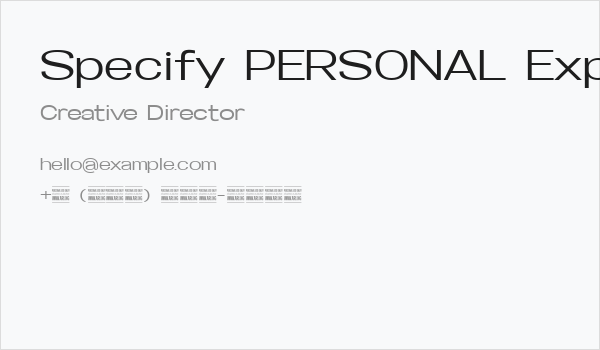 Specify PERSONAL Expanded Medium Business Card