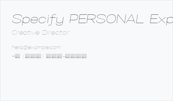 Specify PERSONAL Expanded Thin Italic Business Card