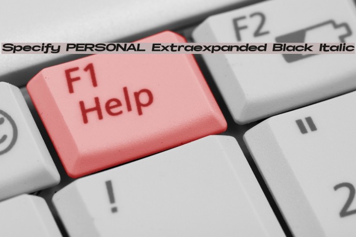 Specify PERSONAL Extraexpanded Black Italic Example 1
