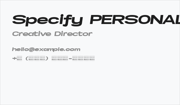 Specify PERSONAL Extraexpanded Black Italic Business Card