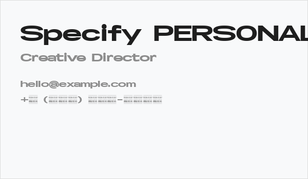 Specify PERSONAL Extraexpanded Black Business Card