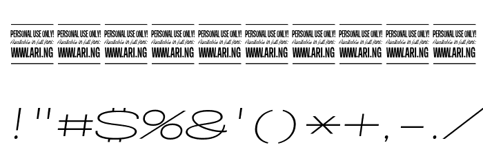 Specify PERSONAL Extraexpanded Light Italic Font OTHER CHARS