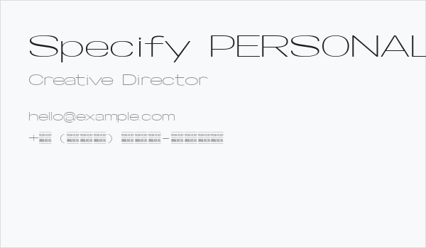 Specify PERSONAL Extraexpanded Light Business Card