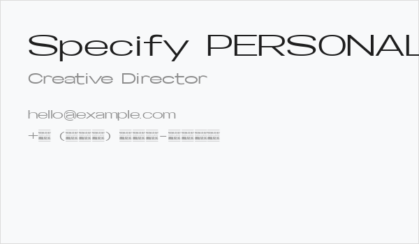 Specify PERSONAL Extraexpanded Medium Business Card