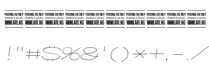 Specify PERSONAL Extraexpanded Thin Italic Font OTHER CHARS