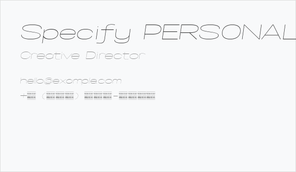 Specify PERSONAL Extraexpanded Thin Italic Business Card