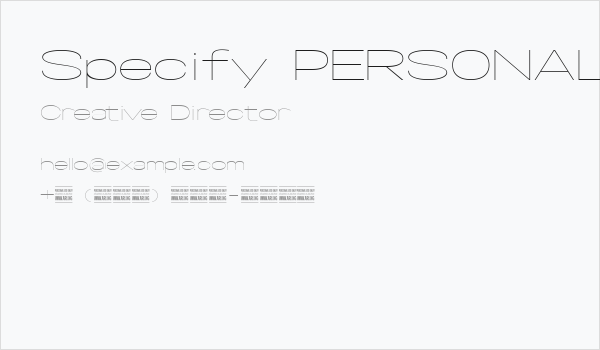 Specify PERSONAL Extraexpanded Thin Business Card