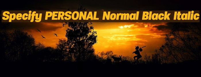 Specify PERSONAL Normal Black Italic Font examples