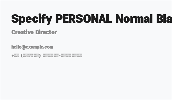 Specify PERSONAL Normal Black Business Card