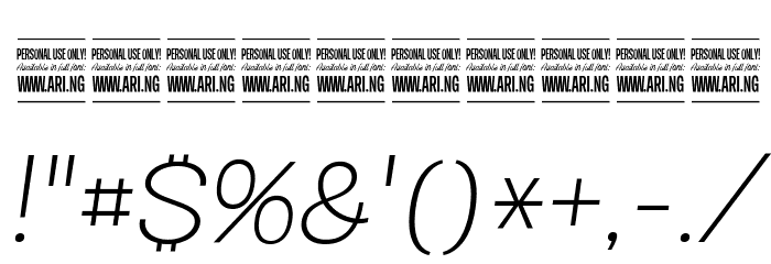 Specify PERSONAL Normal Light Italic Font OTHER CHARS