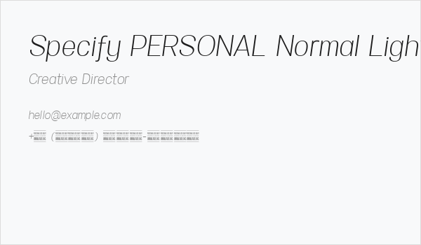 Specify PERSONAL Normal Light Italic Business Card