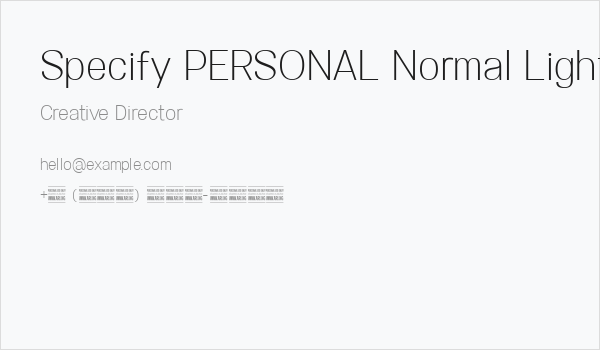 Specify PERSONAL Normal Light Business Card