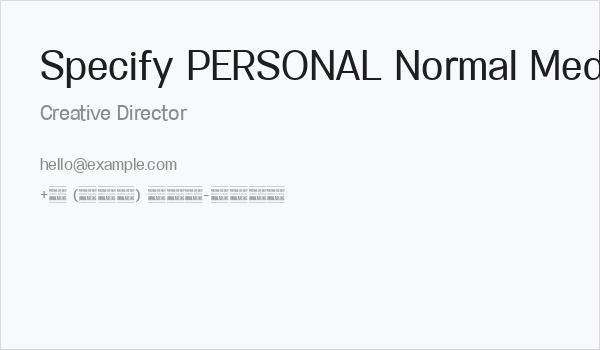 Specify PERSONAL Normal Medium Business Card