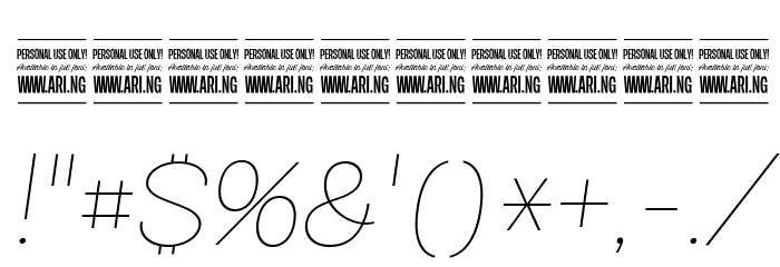 Specify PERSONAL Normal Thin Italic Font OTHER CHARS