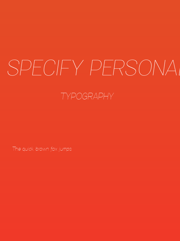 Specify PERSONAL Normal Thin Italic Poster