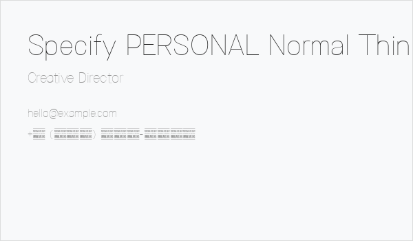 Specify PERSONAL Normal Thin Business Card