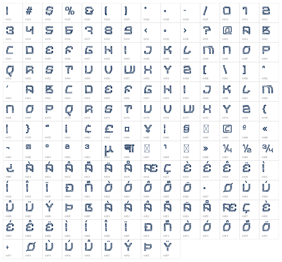 Spectra Volt One Character Map