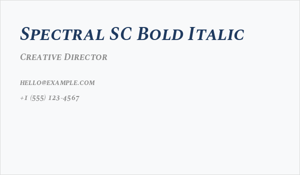 Spectral SC Bold Italic Business Card