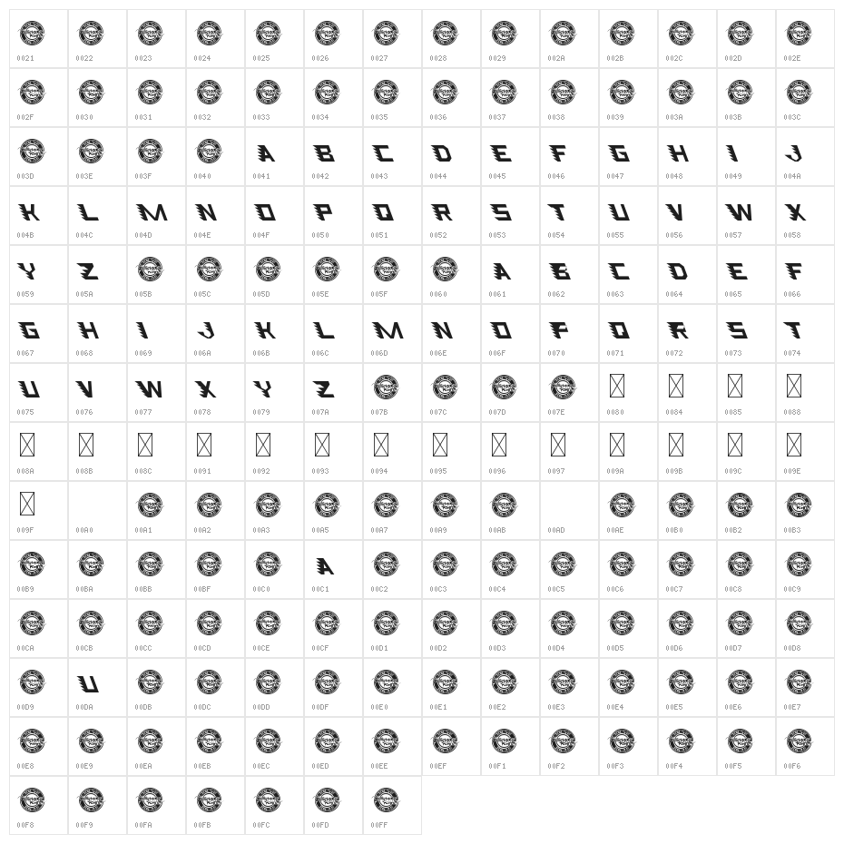 Speed Attack Demo Left Italic Character Map