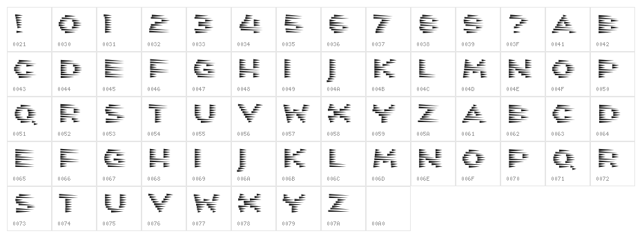 Speed Freak Italic Character Map