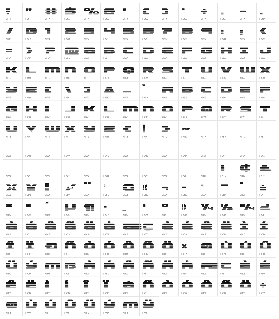 Speed Phreak Halftone Character Map