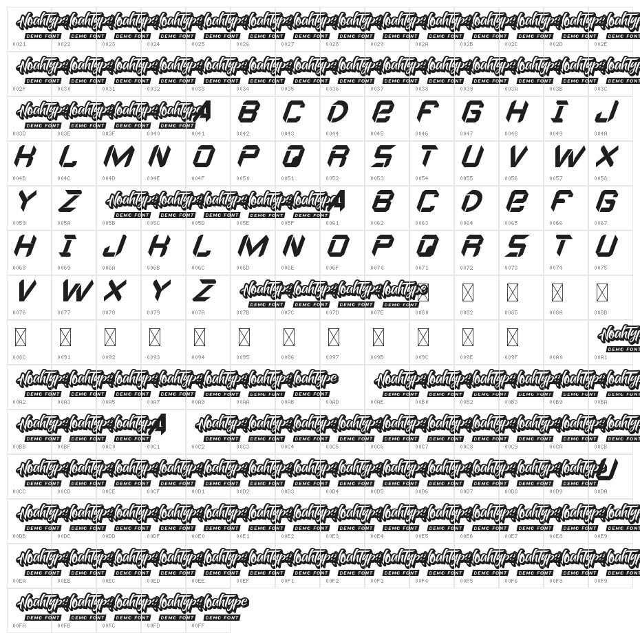 Speed Race Demo Character Map