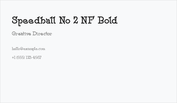 Speedball No 2 NF Bold Business Card