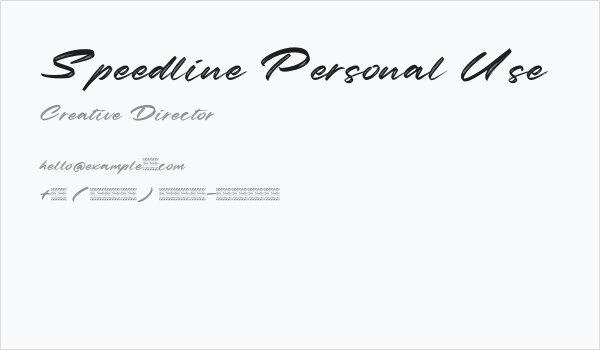 Speedline Personal Use Business Card