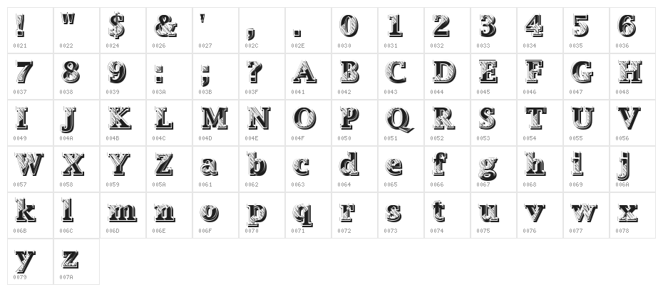 Speichel Regular Character Map