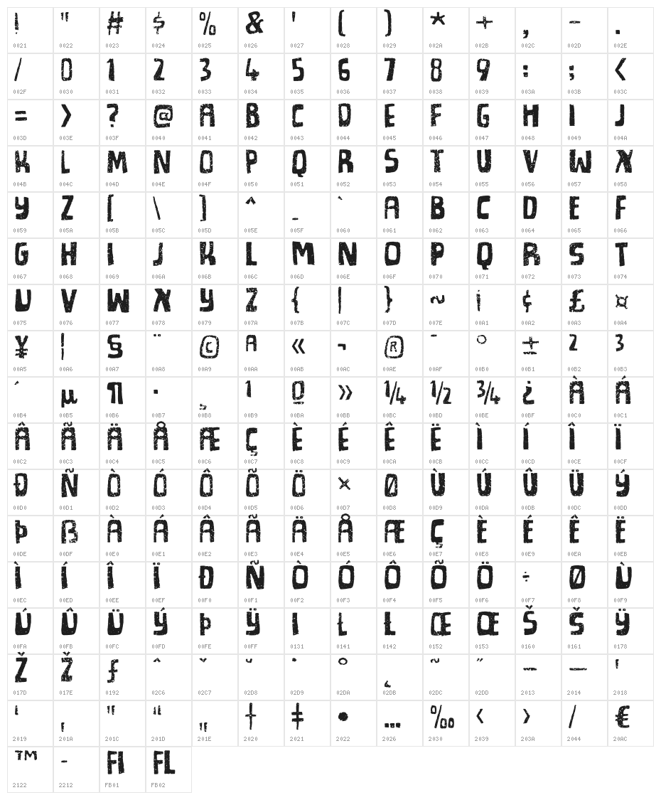 Spiced Cheese DEMO Regular Character Map