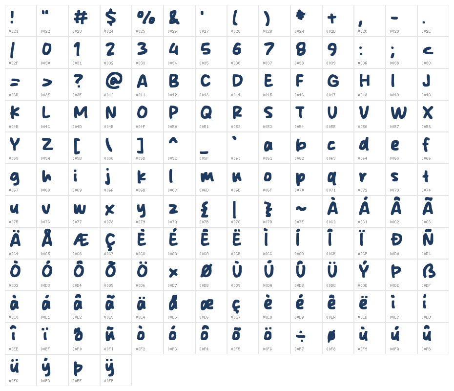 Spidol Clash Character Map