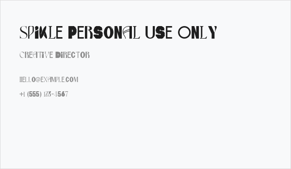 Spikle Personal Use Only Business Card