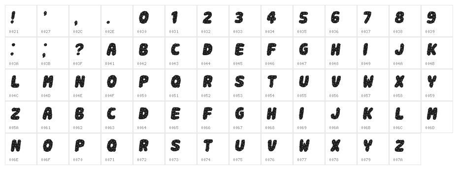 Spiky Book Italic Character Map