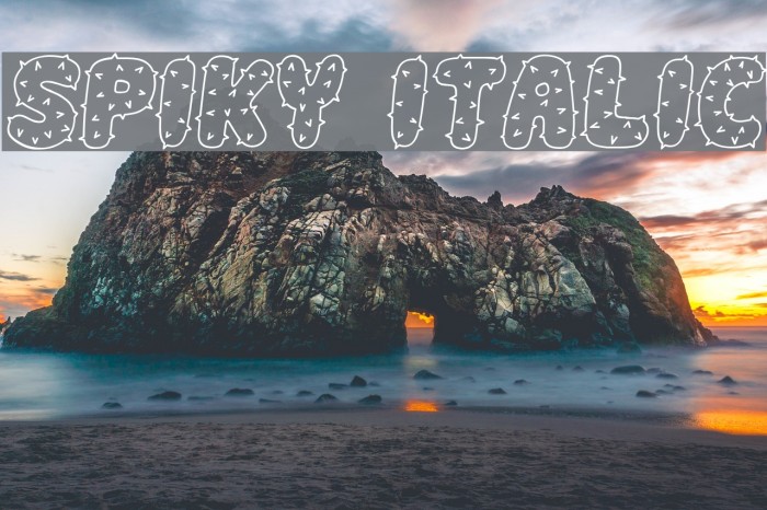 Spiky Italic Font examples
