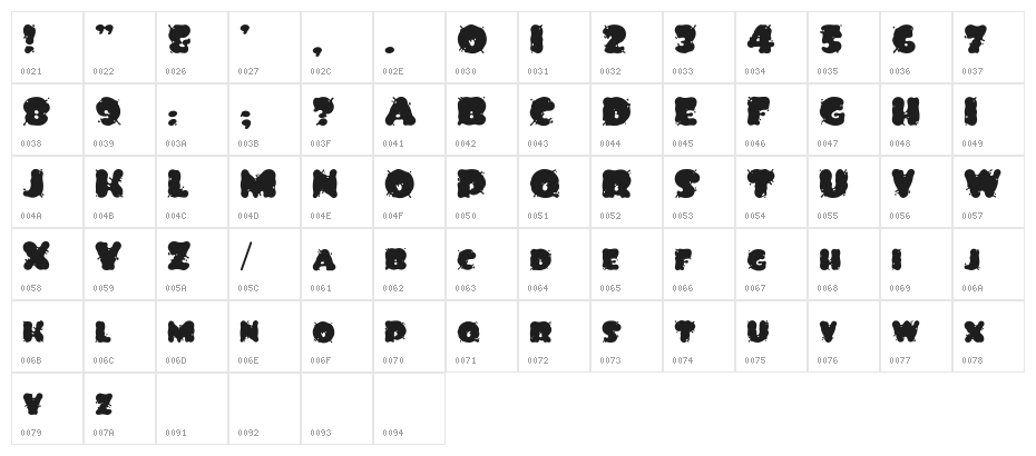 Spilt Ink Character Map