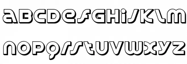 Spin Cycle 3D Schriftart Kleinbuchstaben