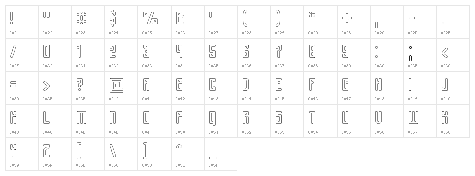 Spinach Outline Character Map