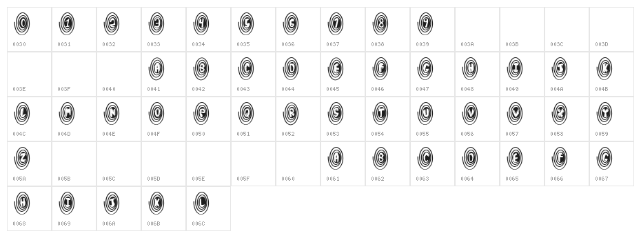 SpiralOdellic Character Map