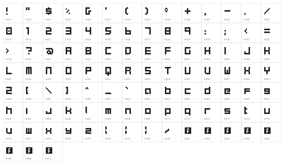 Spire NBP Character Map