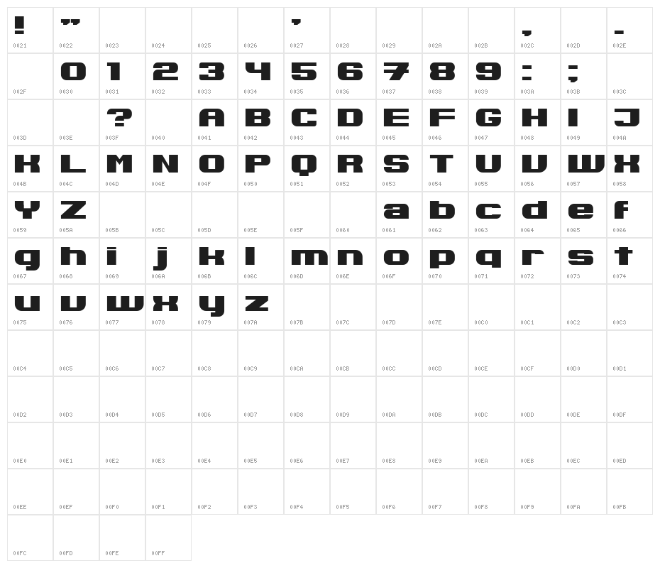 Spirit Regular Character Map