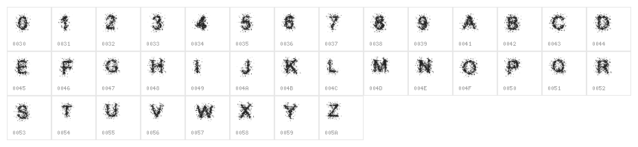 Splatter Caps Character Map