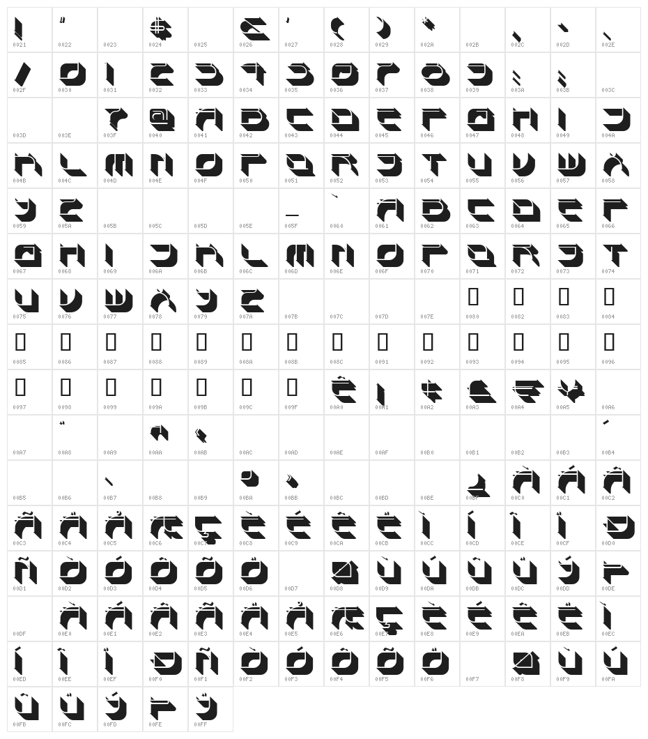 SpondulixNF Character Map