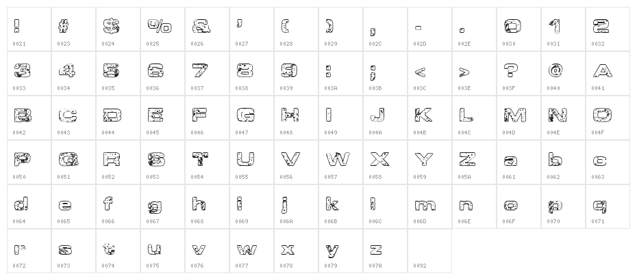 Sponge Regular Character Map