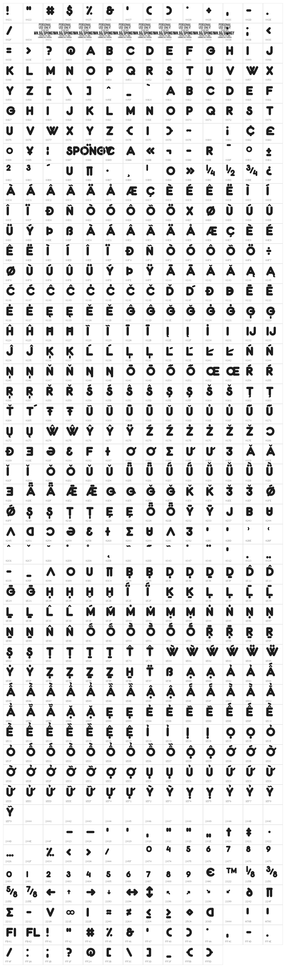 Spongy PERSONAL USE ONLY Solid Character Map