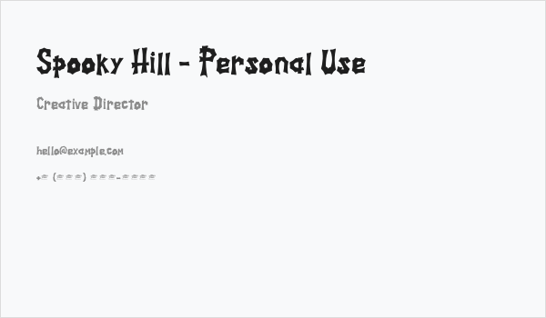 Spooky Hill - Personal Use Business Card