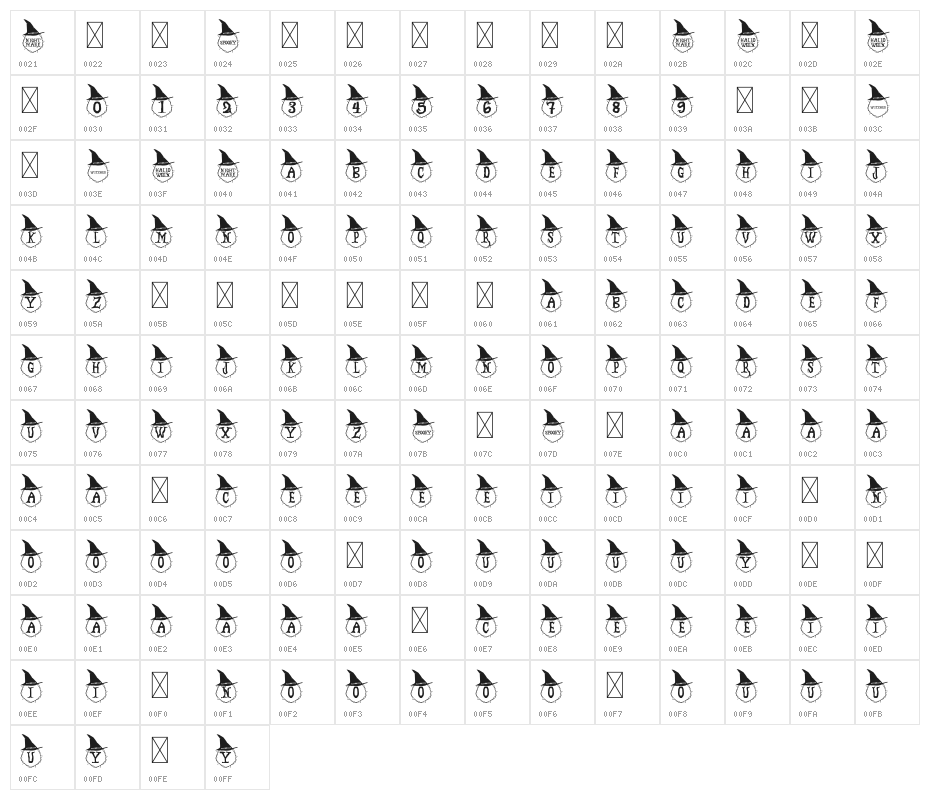 Spooky Monogram Character Map