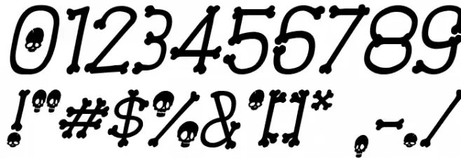 Spooky Skeleton Italic Font OTHER CHARS