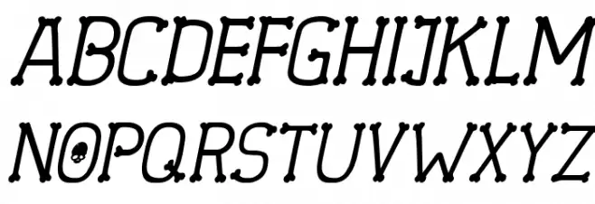Spooky Skeleton Italic Schriftart Groß